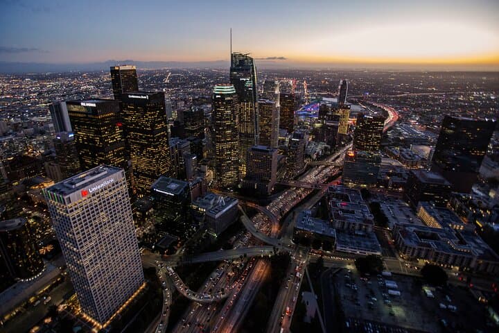 Downtown LA at sunset