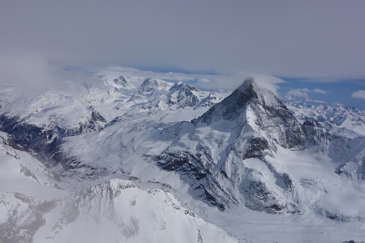 The Matterhorn mountain from above during a helicopter tour