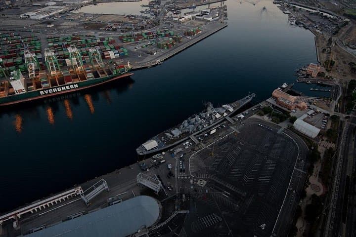 Battleship USS Iowa and the Port