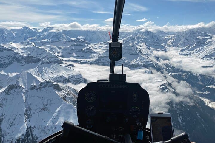 On the way to the Swiss Alps - view out of the cockpit