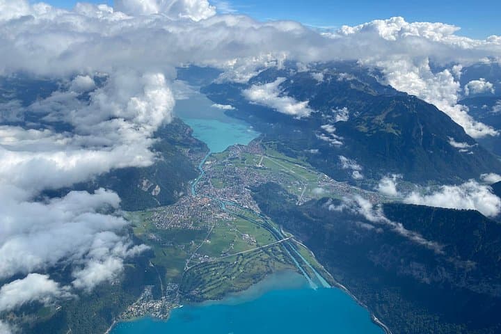 A fantastic view of Interlaken with the two lakes can be enjoyed during a helicopter flight to the Swiss Alps.