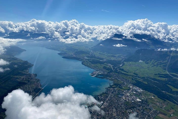 A fantastic view of the Swiss Alps while flying past the Stockhorn.